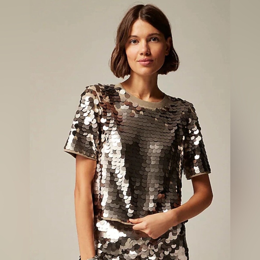 J. Crew Silver Sequin Crop Top